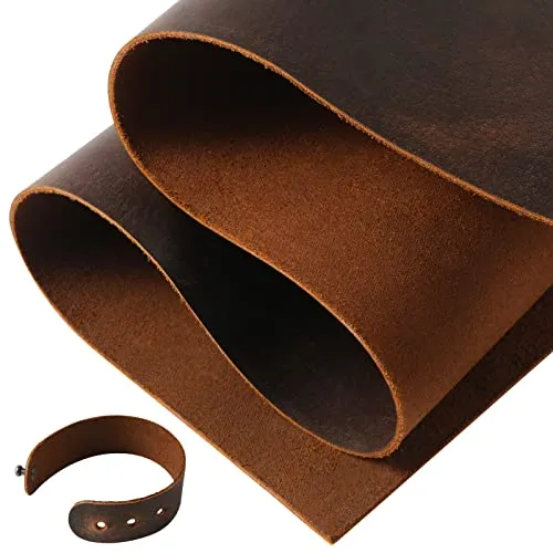 12''X24'' Full Grain Leather Tooling Leather (2mm) Thick Cowhide Leather Pieces Square, Red Brown