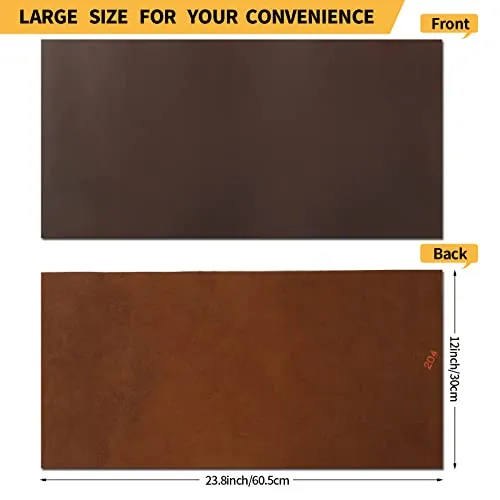 12''X24'' Full Grain Leather Tooling Leather (2mm) Thick Cowhide Leather Pieces Square, Red Brown