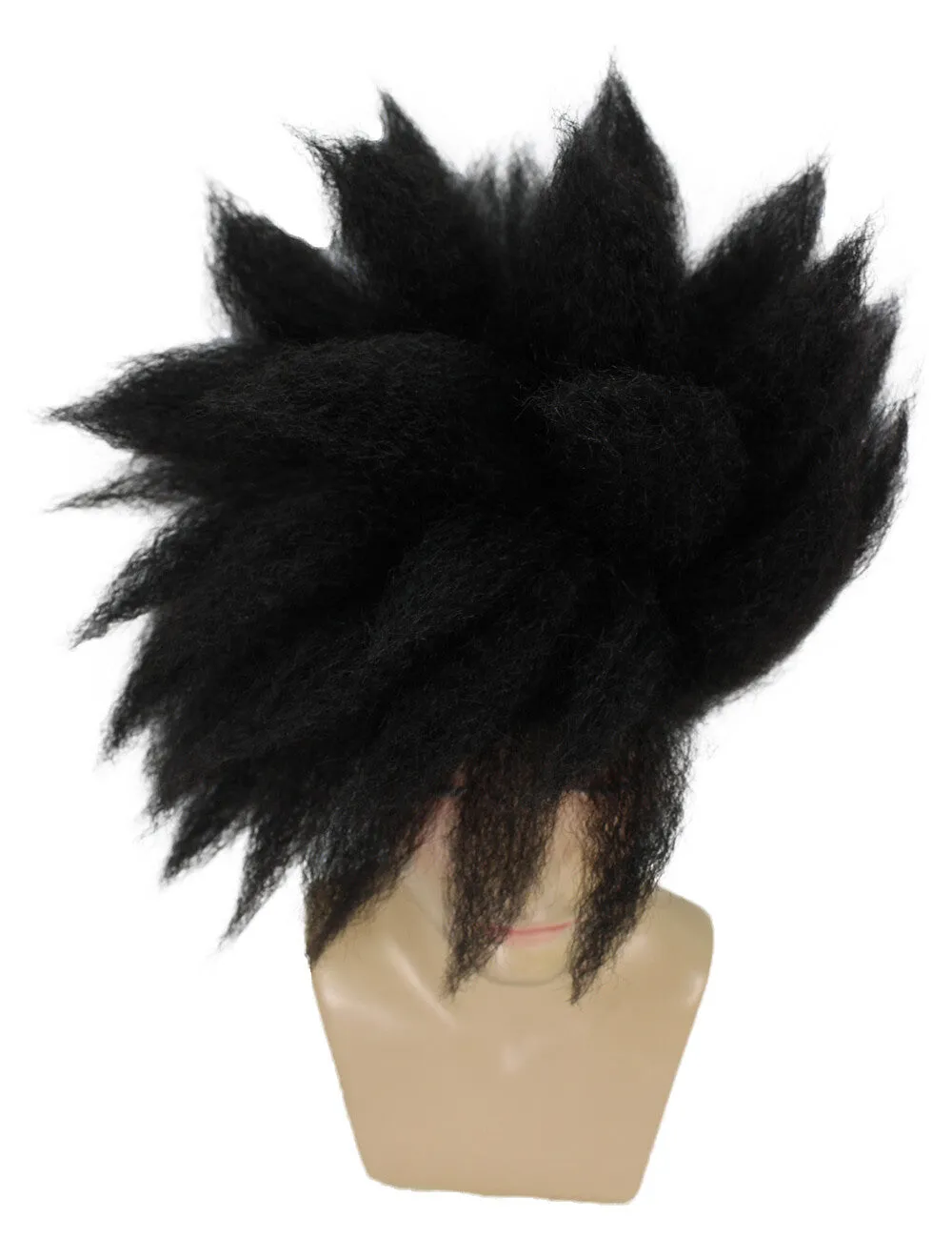 Adult Men's Black Spiky Wig| Perfect for Halloween| Flame-retardant Synthetic Fiber