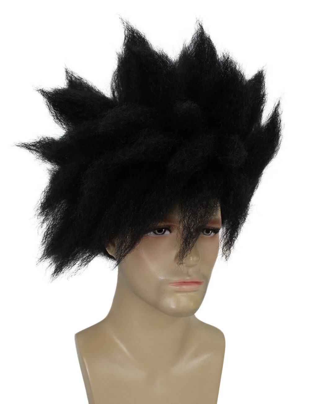 Adult Men's Black Spiky Wig| Perfect for Halloween| Flame-retardant Synthetic Fiber