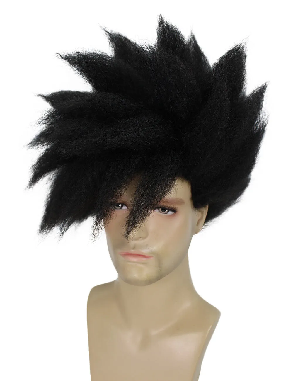 Adult Men's Black Spiky Wig| Perfect for Halloween| Flame-retardant Synthetic Fiber