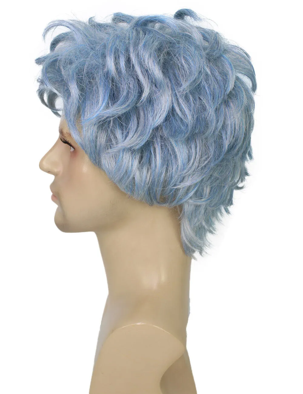 Adult Men's Blue Grey Spiky Wig| Perfect for Halloween| Flame-retardant Synthetic Fiber