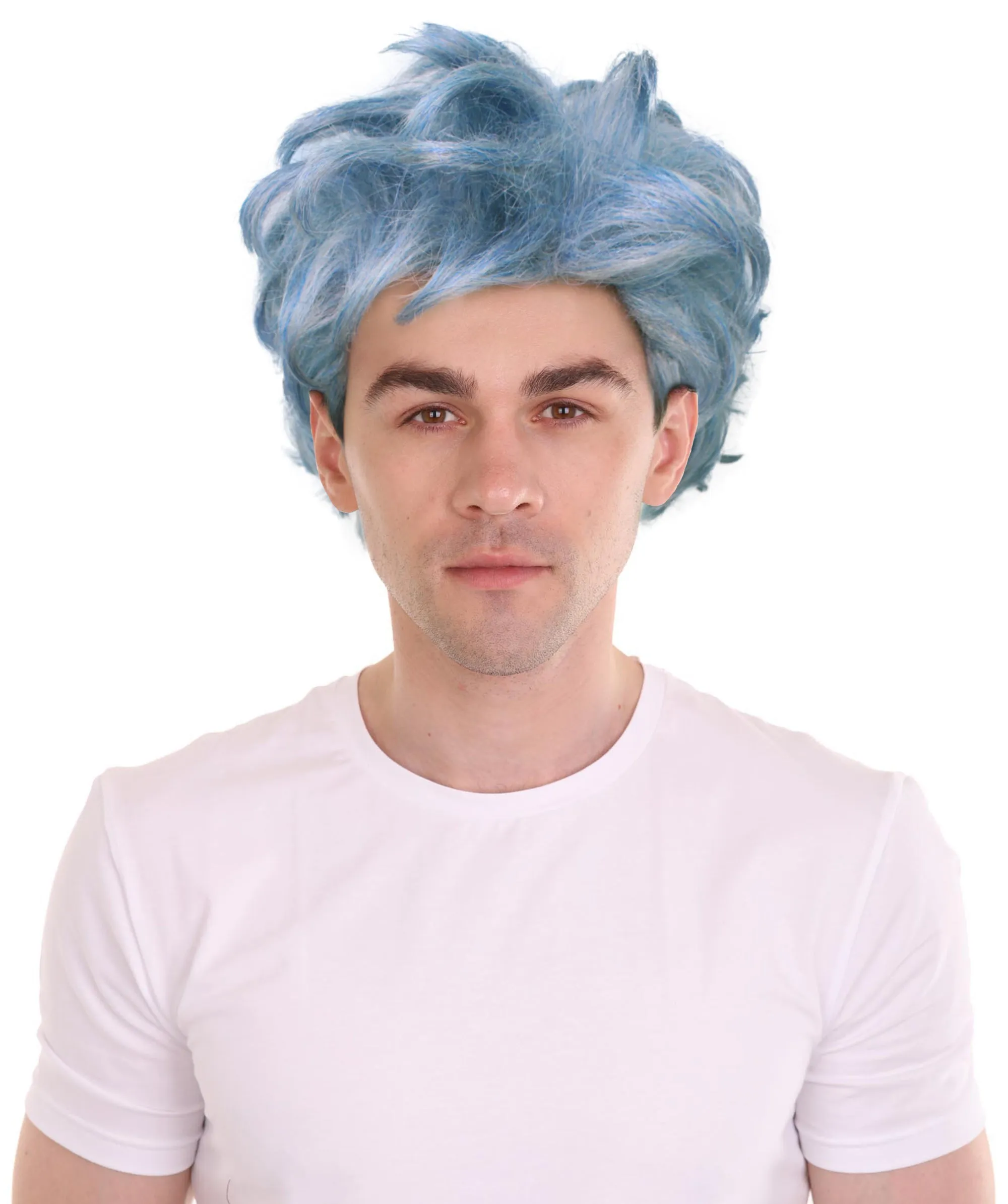 Adult Men's Blue Grey Spiky Wig| Perfect for Halloween| Flame-retardant Synthetic Fiber