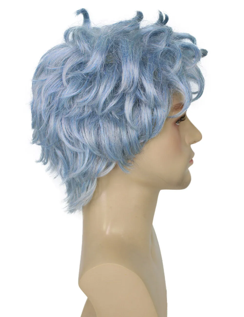 Adult Men's Blue Grey Spiky Wig| Perfect for Halloween| Flame-retardant Synthetic Fiber