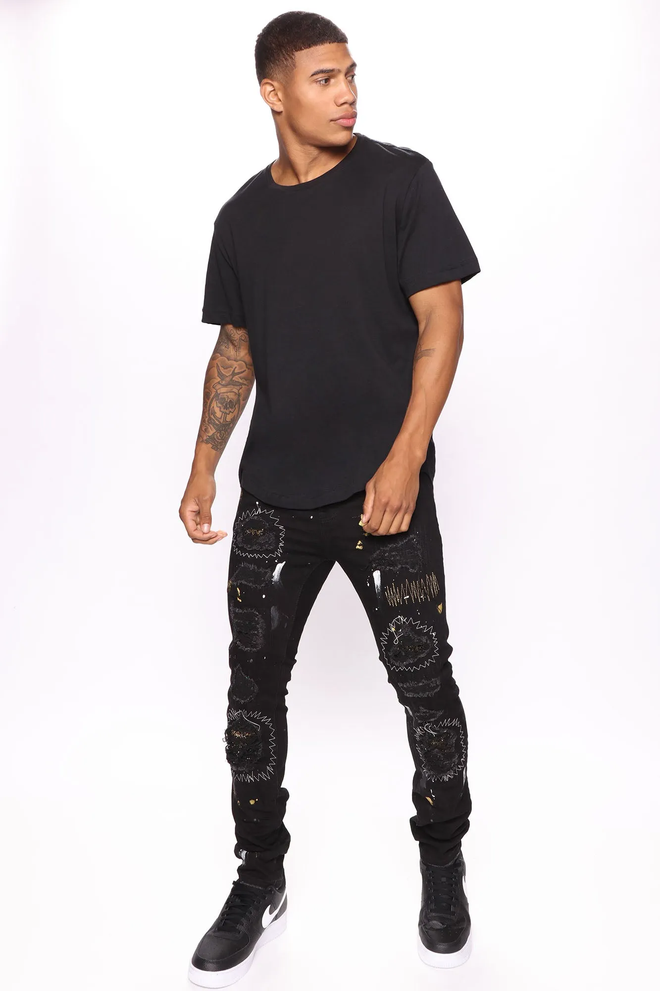 All Stitched Up Skinny Jeans - Black