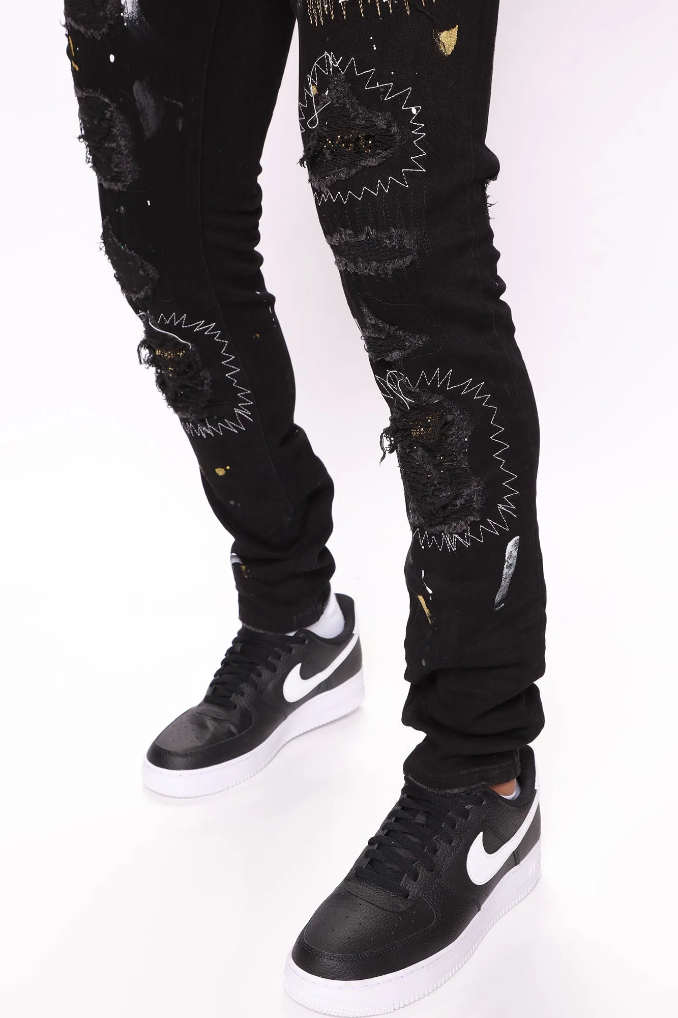 All Stitched Up Skinny Jeans - Black