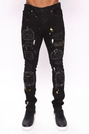 All Stitched Up Skinny Jeans - Black