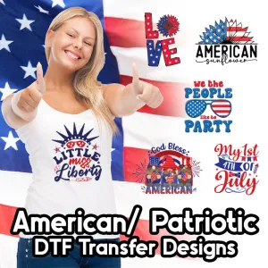 American/ Patriotic DTF Transfer Designs (4", 6", 8", 11" Length Available)