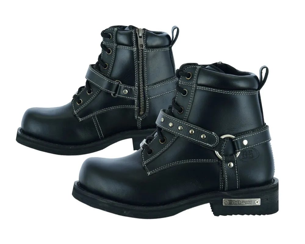 Ankle Harness Boot - Women's Side Zipper and Single Strap Boot