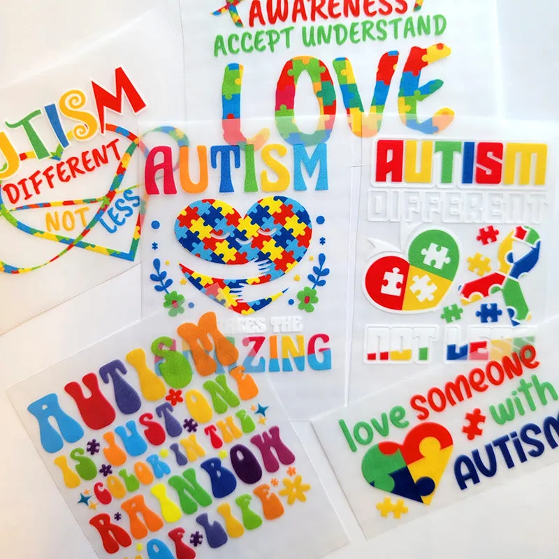 Autism Awareness DTF Transfer Designs (4", 6", 8", 11" Length Available)