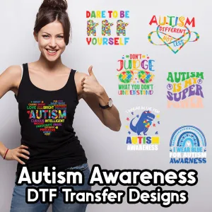 Autism Awareness DTF Transfer Designs (4", 6", 8", 11" Length Available)