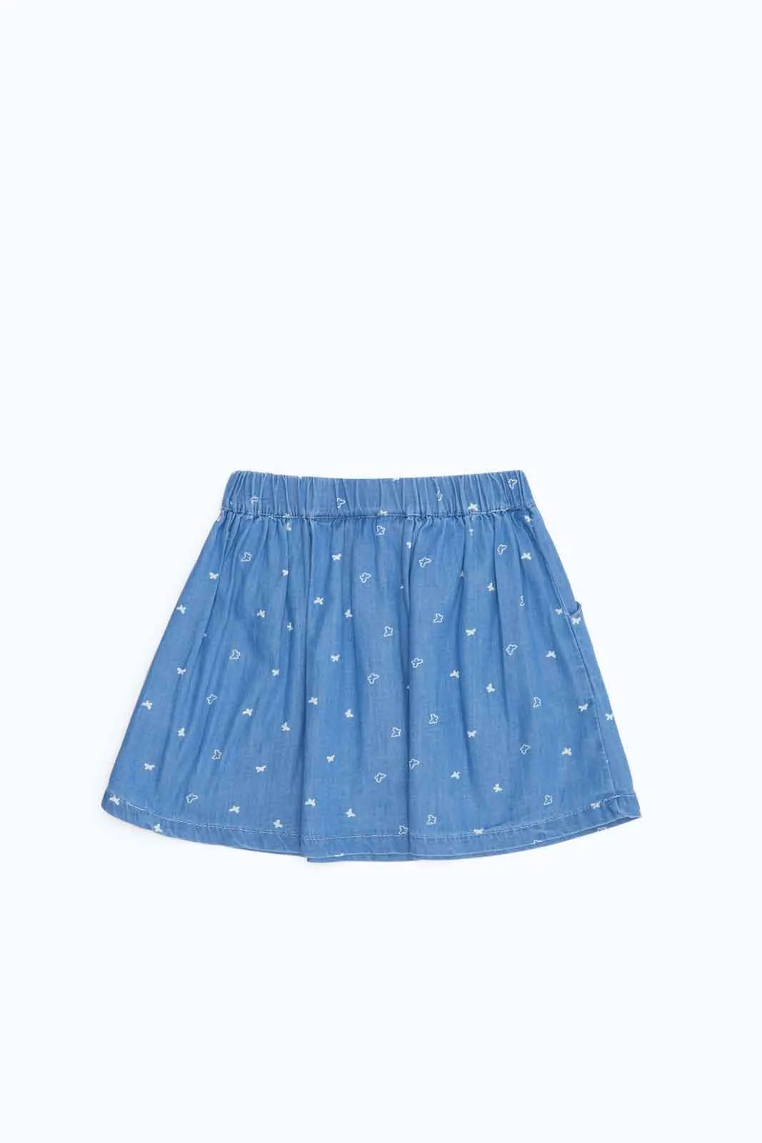 Baby Girls Blue Printed Denim Skirt