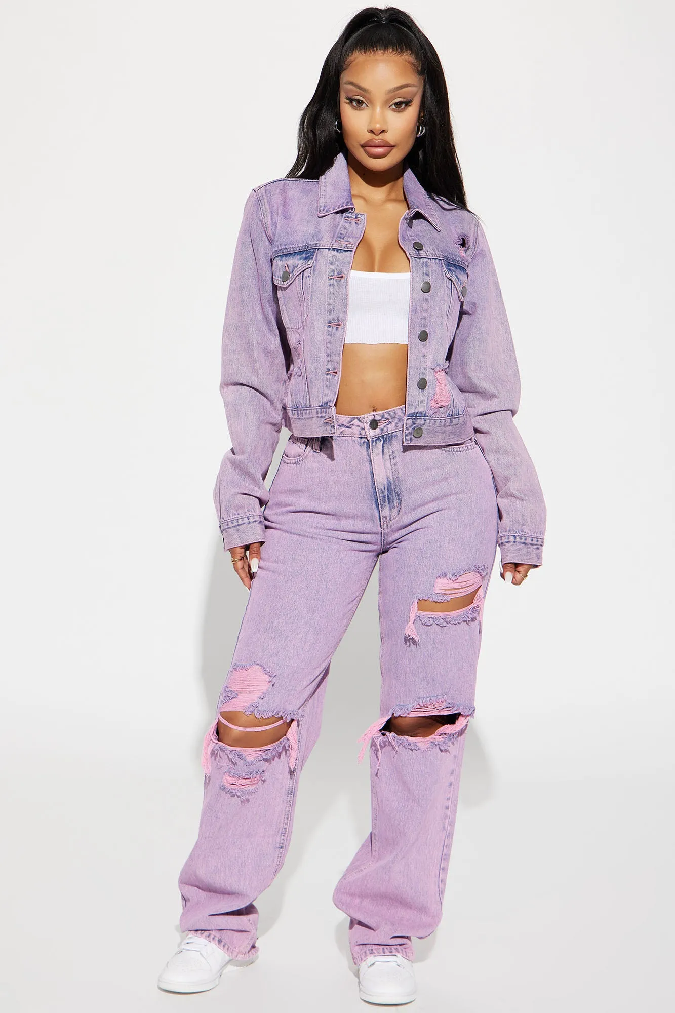 Best Energy Ripped Denim Jacket - Pink