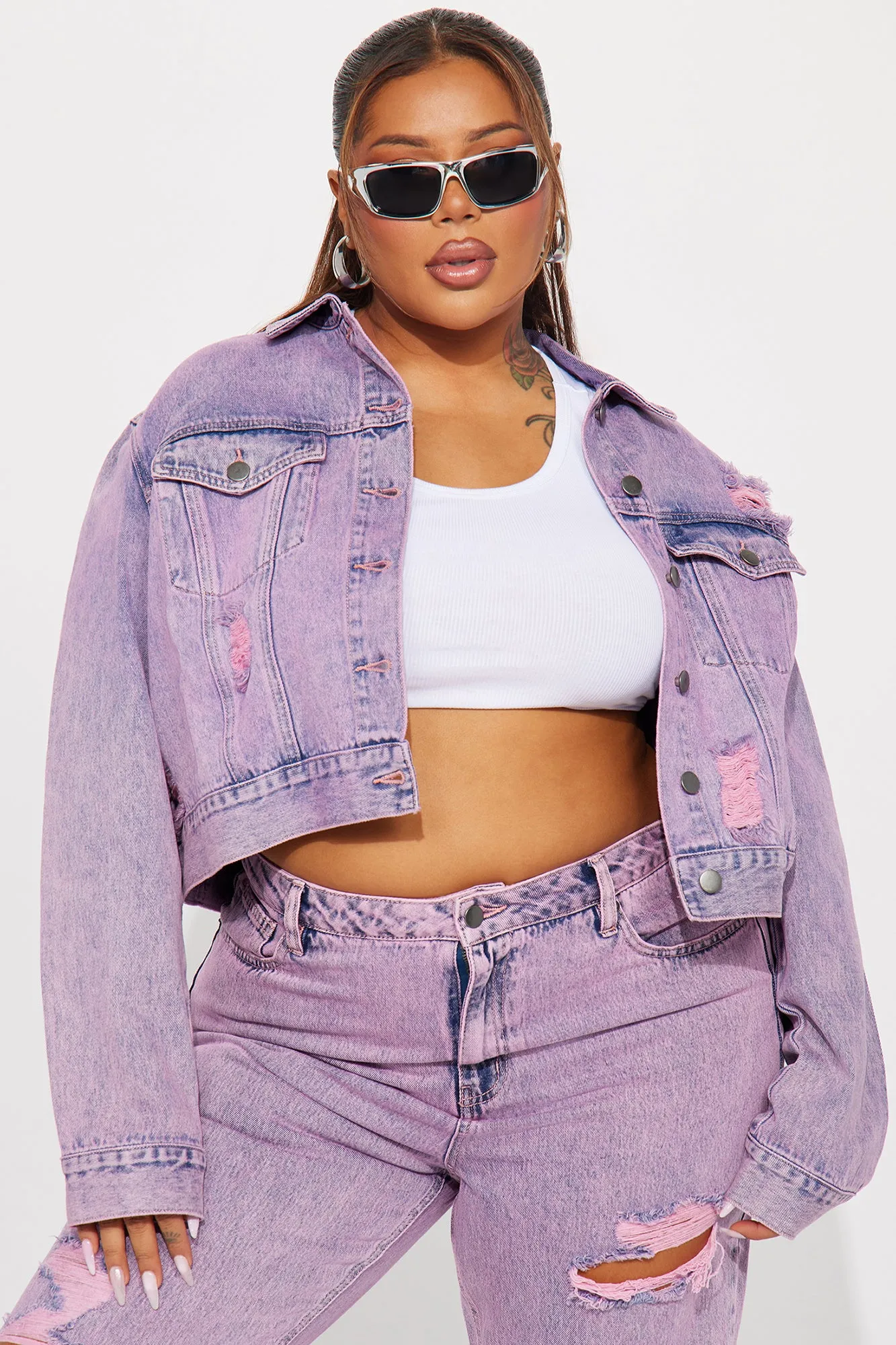 Best Energy Ripped Denim Jacket - Pink