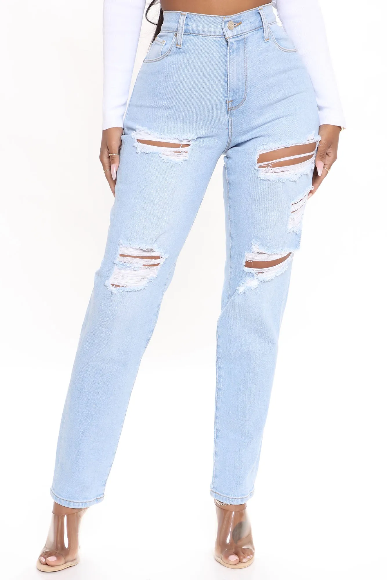 Better Together Ripped Boyfriend Jeans - Light Blue Wash