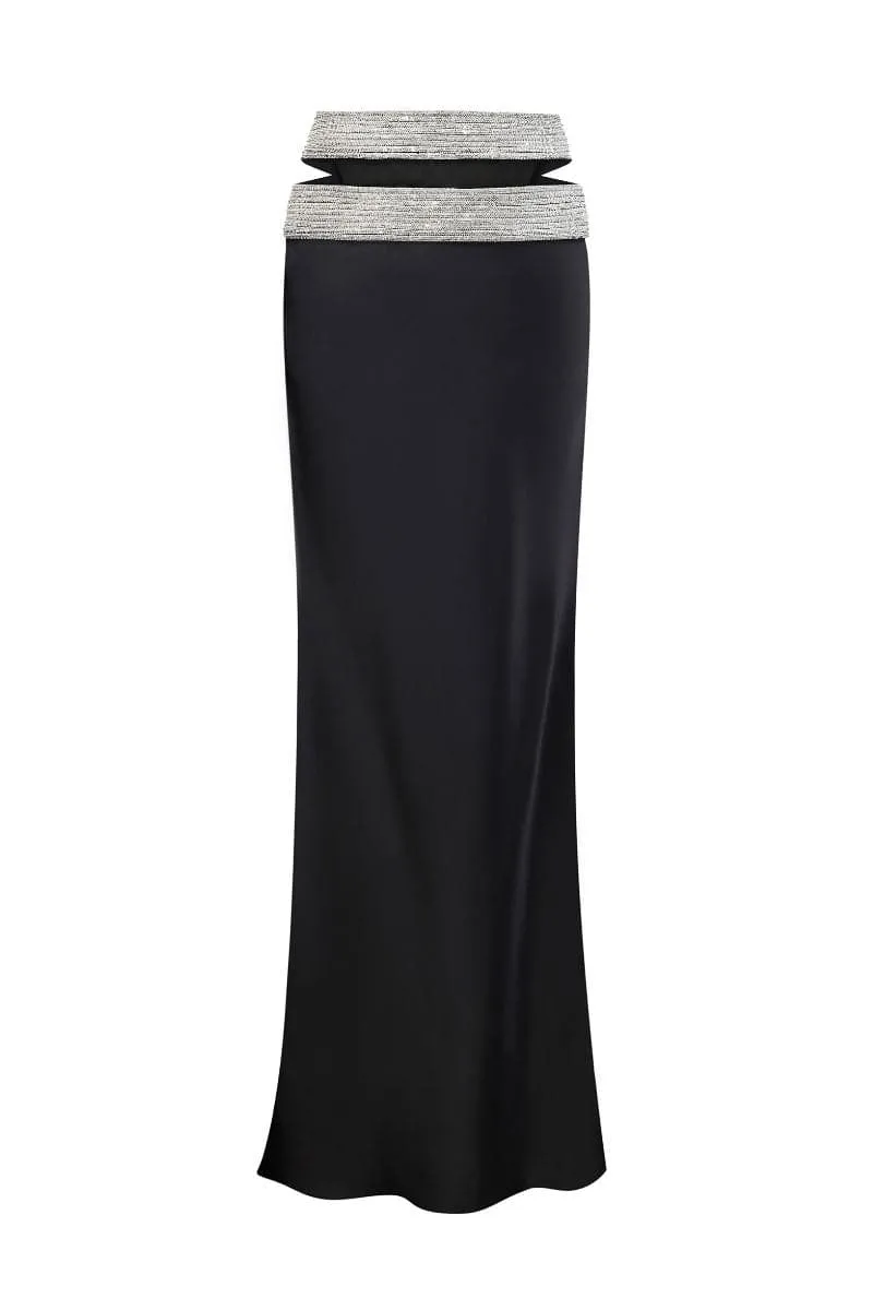 BLACK ETERNITY EMBELLISHED MAXI SKIRT