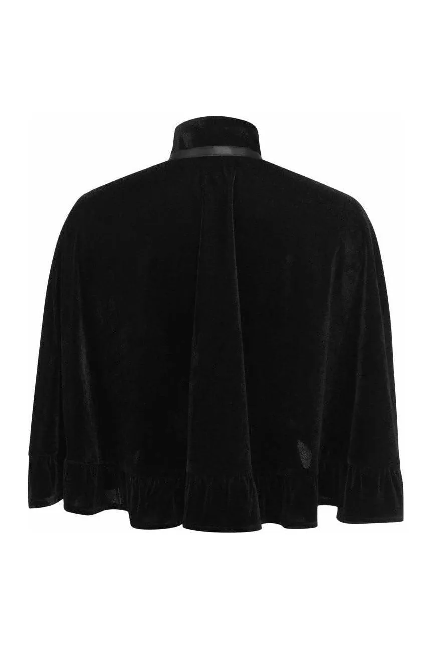 Black Velvet Ruffle Cape