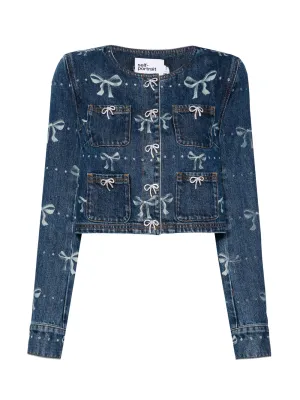 Bow Print Denim Jacket