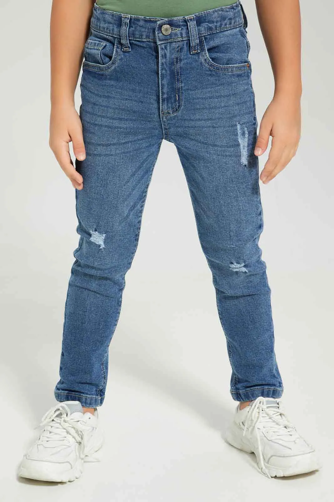 Boys Blue Mid Wash Ripped Jean