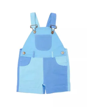 Boys Bottoms | Tonal Colorblock Shorts- Blue | Dotty Dungarees