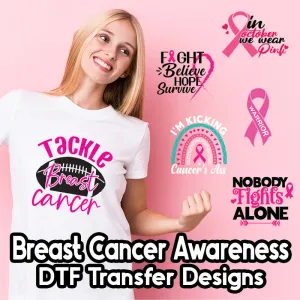 Breast Cancer Awareness DTF Transfer Designs (4", 6", 8", 11" Length Available)