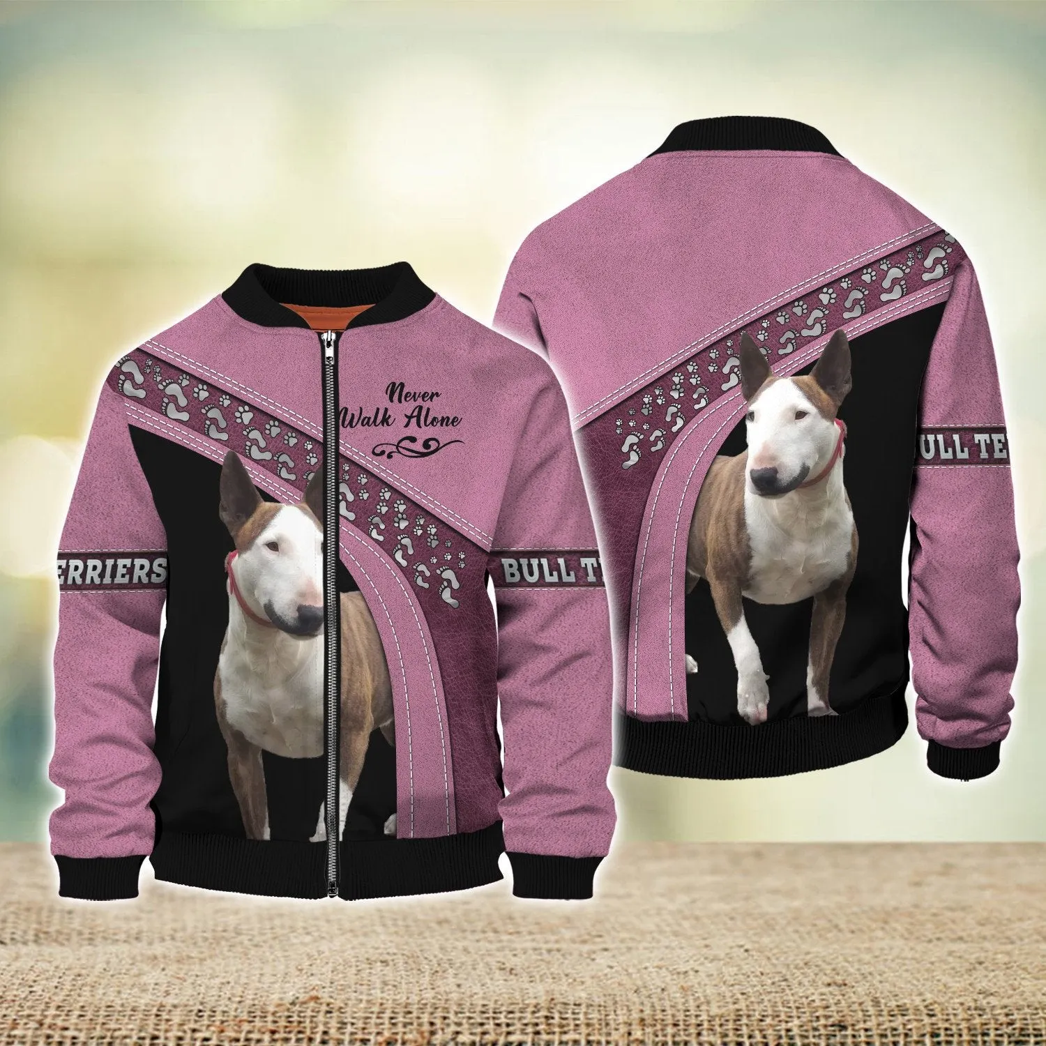 Bull Terriers Love Never Walk Alone 3D Full Print Shirts, Dog Memorial Gifts for loss of Dog