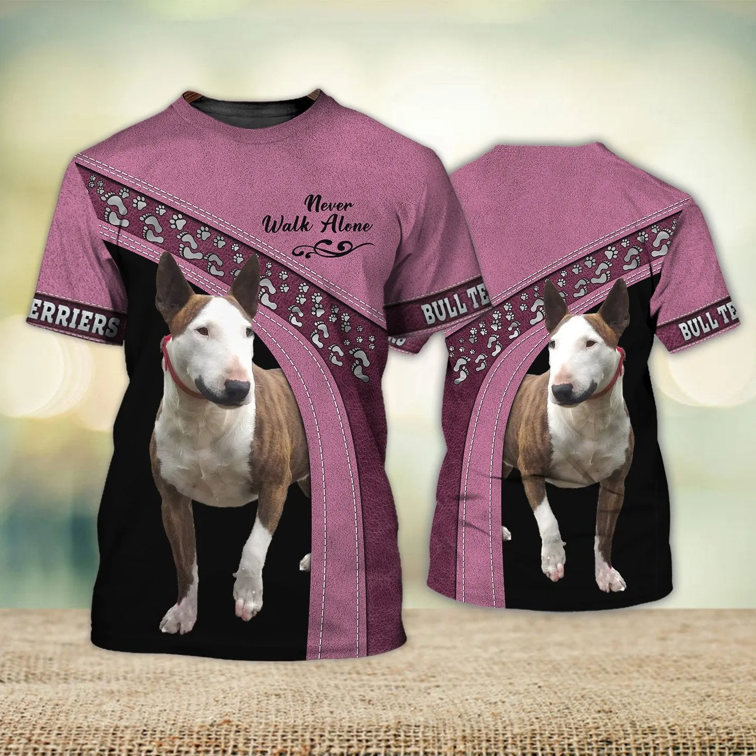 Bull Terriers Love Never Walk Alone 3D Full Print Shirts, Dog Memorial Gifts for loss of Dog