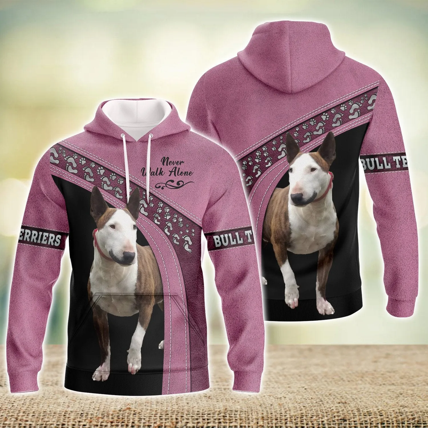 Bull Terriers Love Never Walk Alone 3D Full Print Shirts, Dog Memorial Gifts for loss of Dog