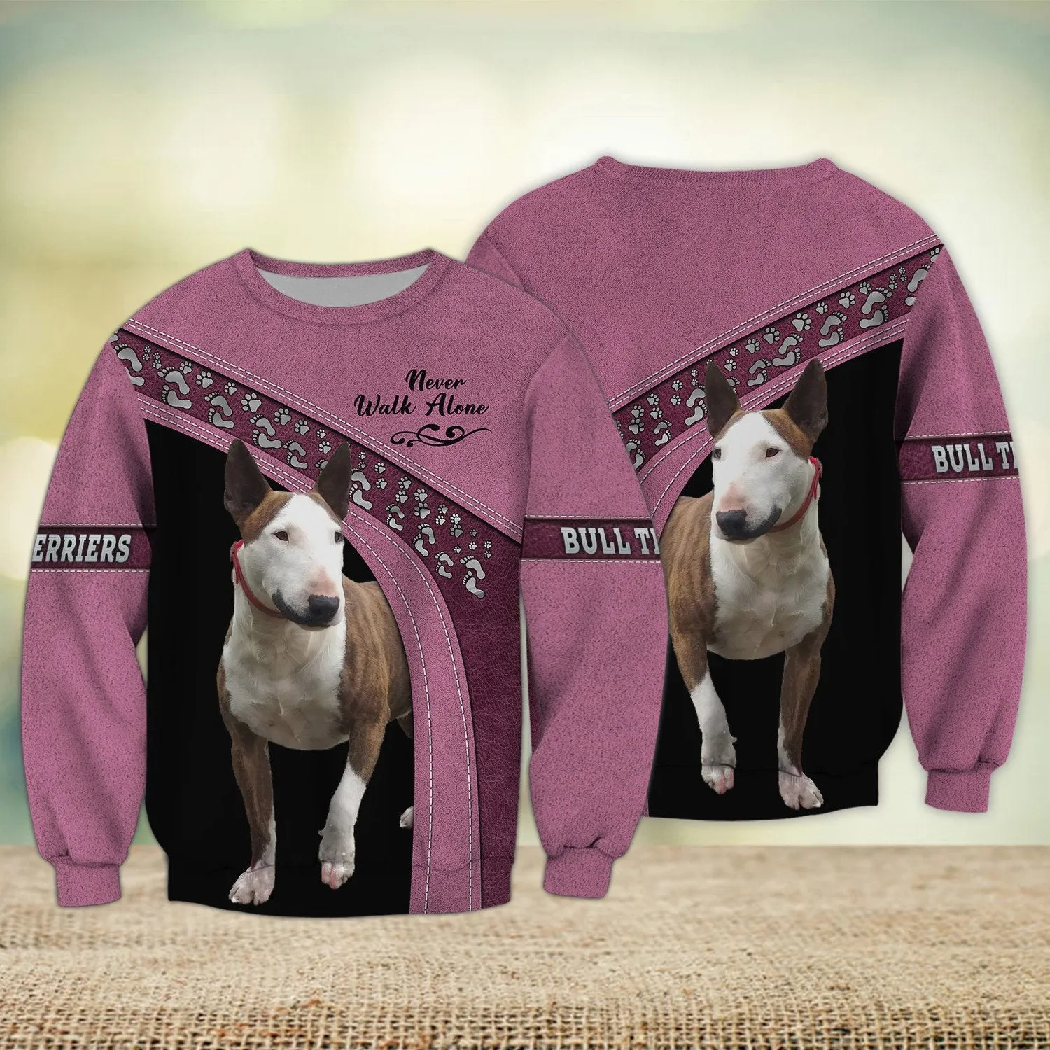 Bull Terriers Love Never Walk Alone 3D Full Print Shirts, Dog Memorial Gifts for loss of Dog