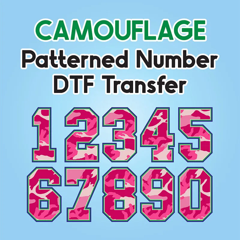 Camouflage Patterned Number DTF Transfer