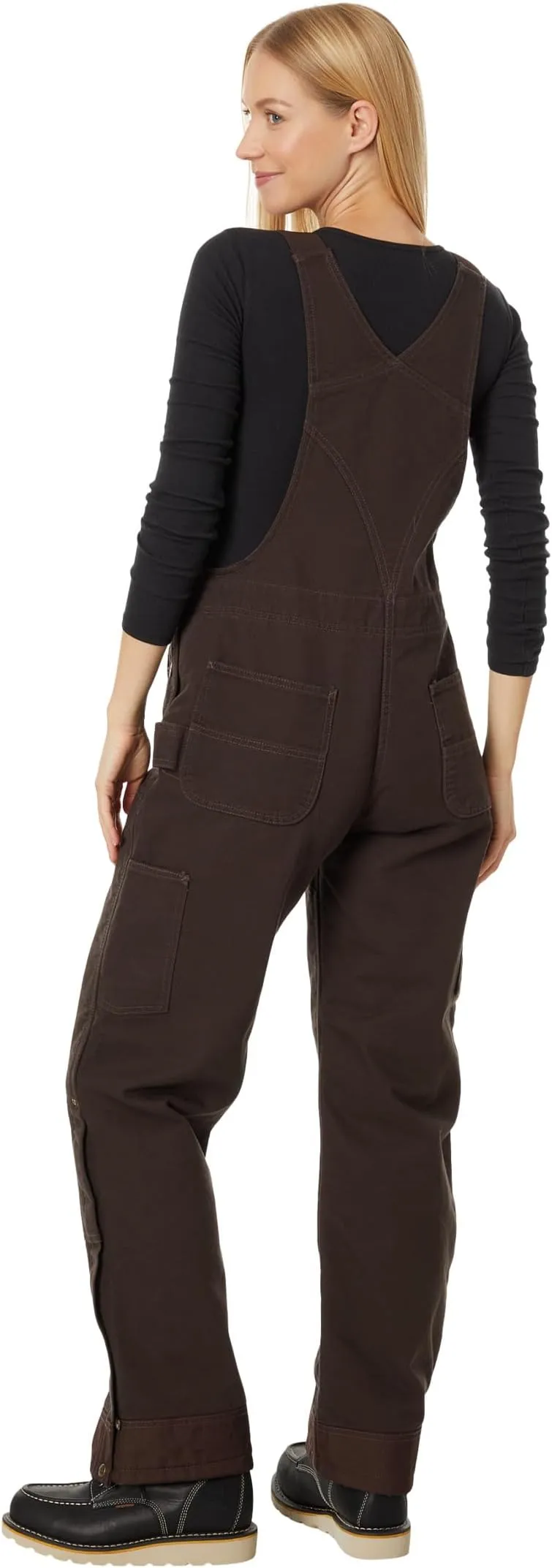 Carhartt Washed Quilted Bib Overalls in Dark Brown