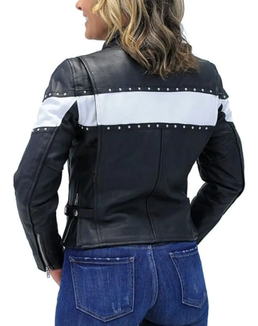 Carolina Studded Black Biker Leather Jacket