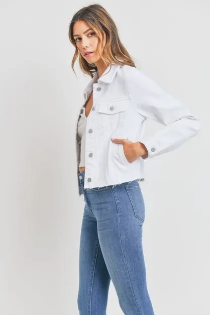 Carrie Cropped White Denim Jacket