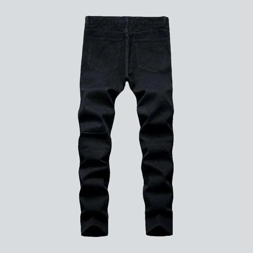 Casual men's moto denim pants