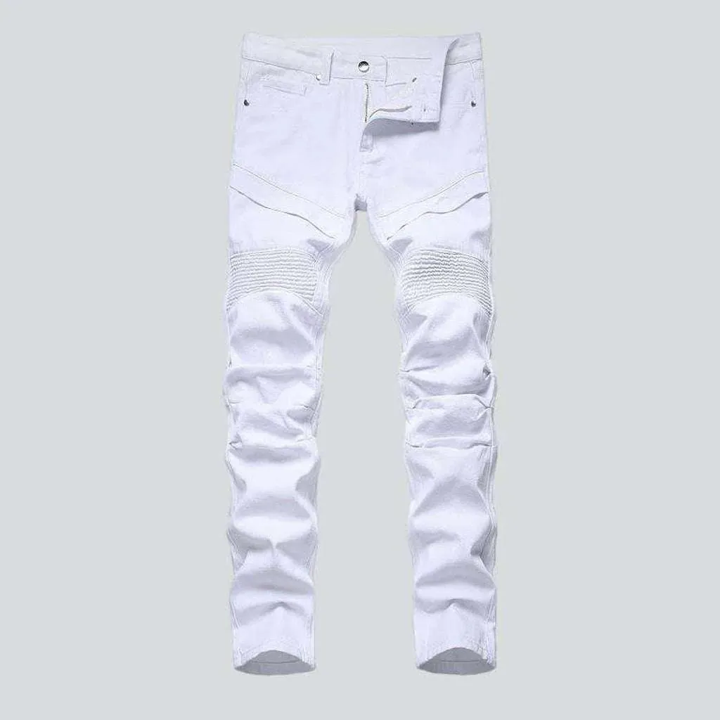 Casual men's moto denim pants