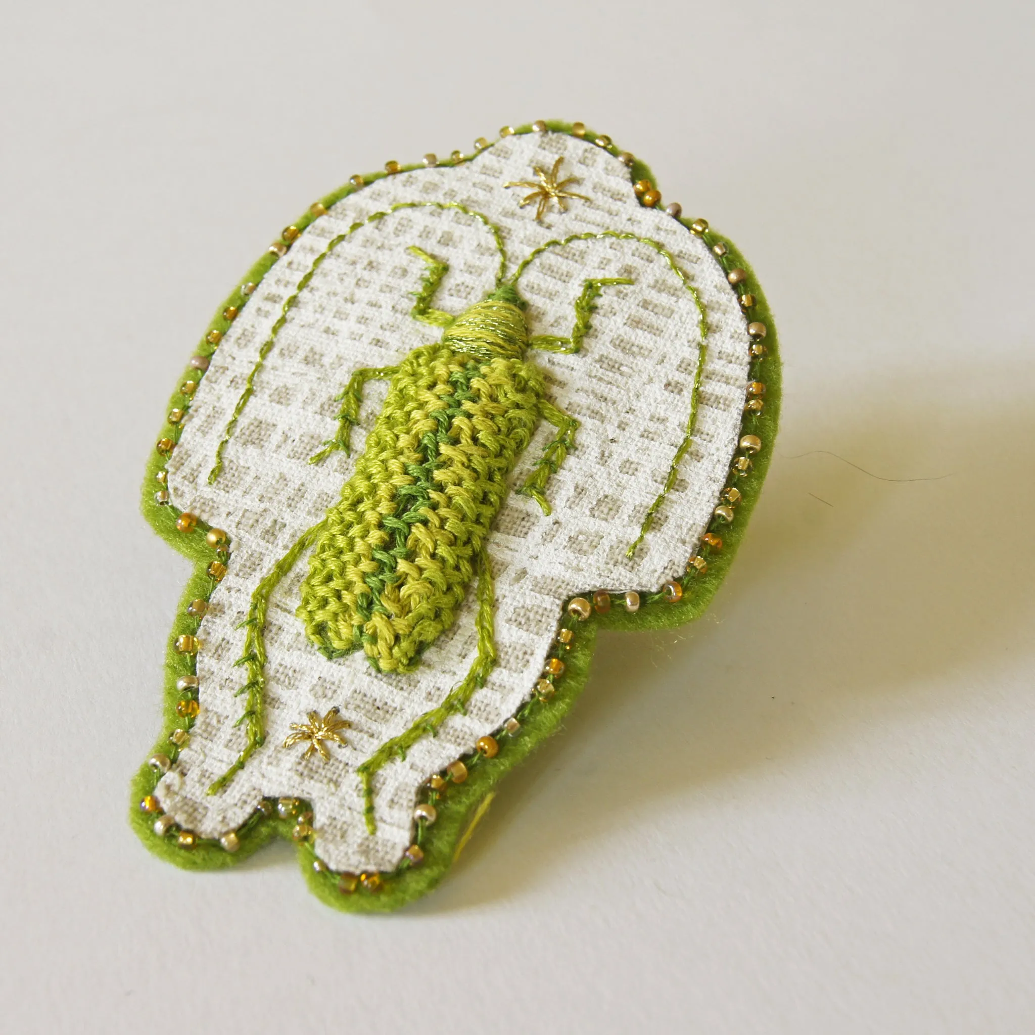 Chartreuse Longhorn Beetle Sew-On Patch