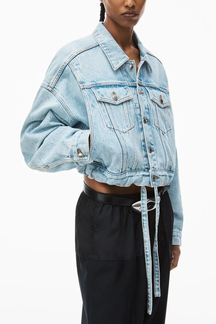 Cinch Hem Trucker Jacket In Denim