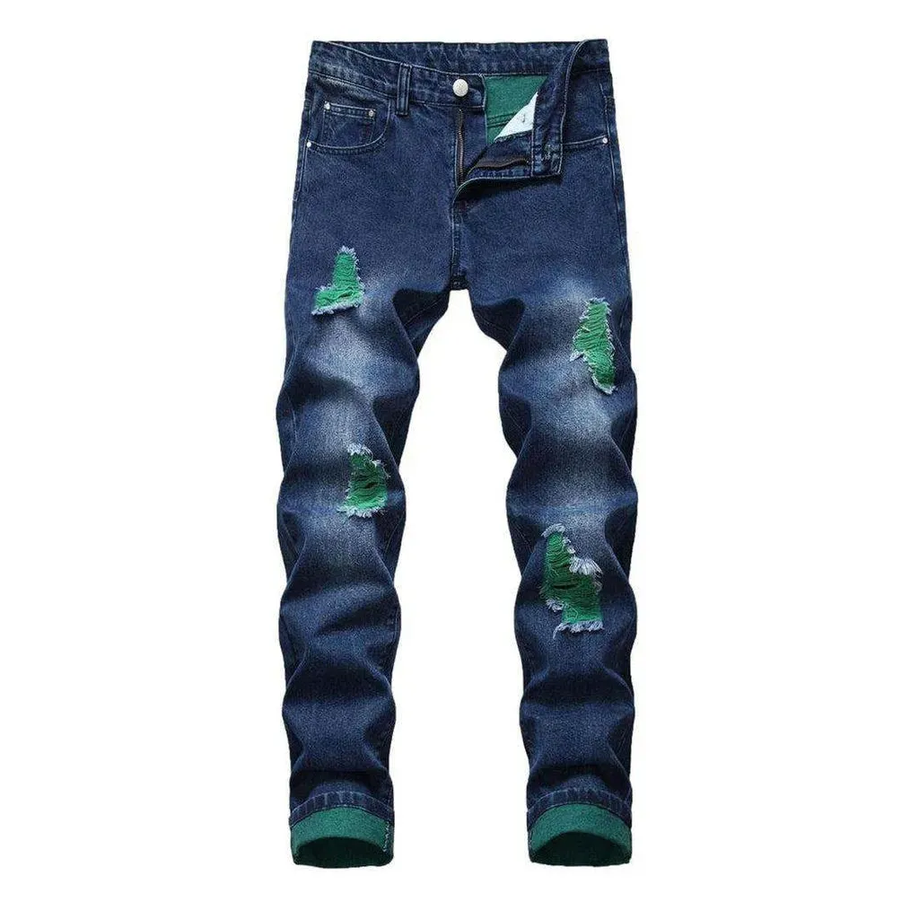 Color ripped men's jeans