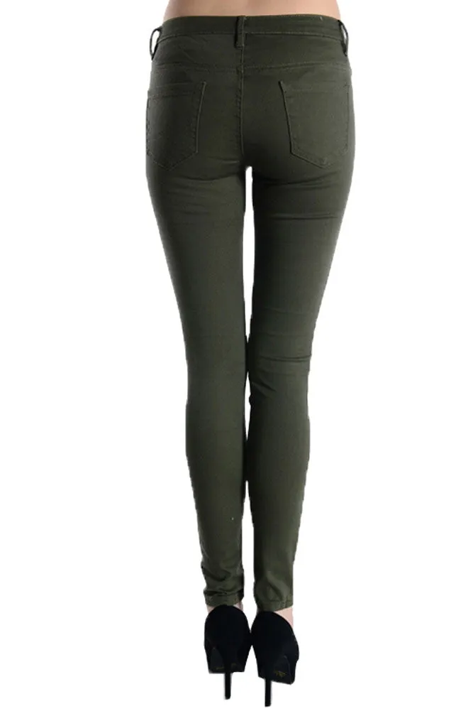 Colored Cut Skinny Fit Jeans