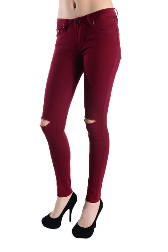 Colored Cut Skinny Fit Jeans