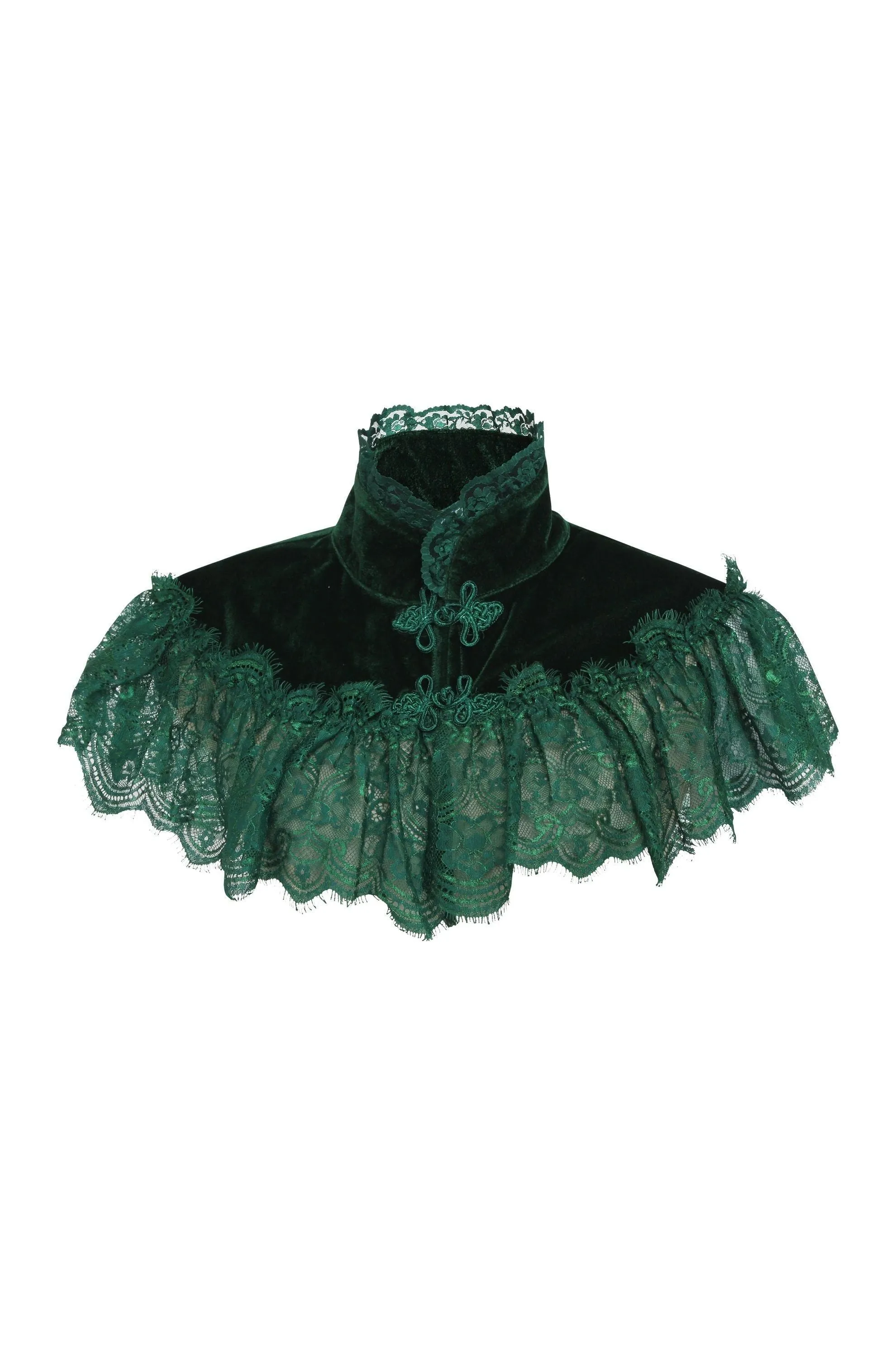 Dark Green Velvet & Lace Capelet