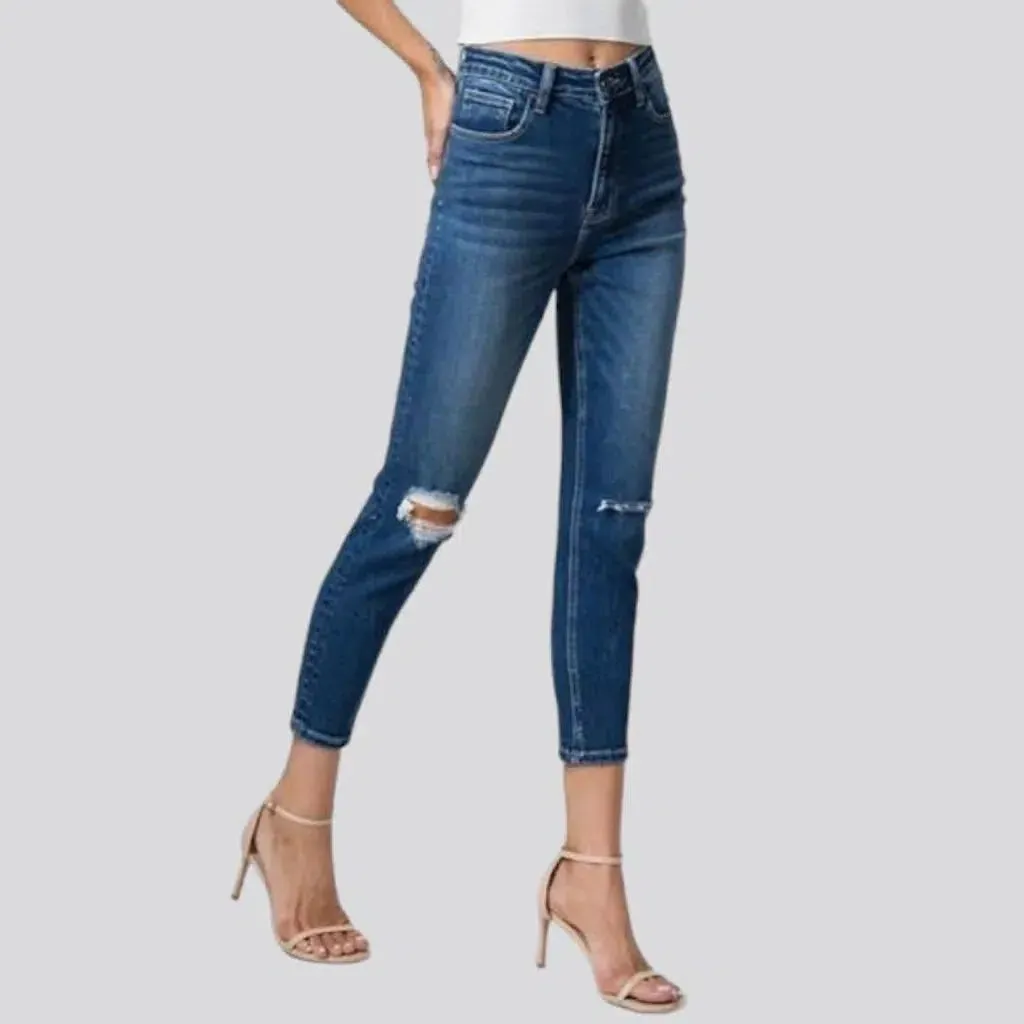 Dark-wash ankle-length jeans for ladies