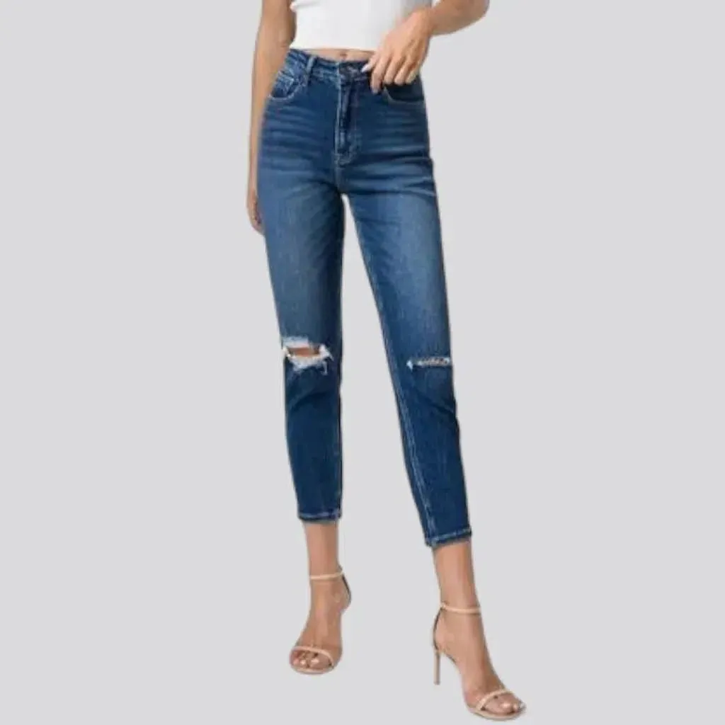 Dark-wash ankle-length jeans for ladies