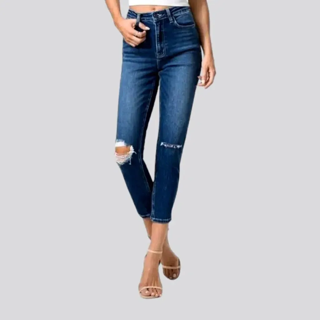 Dark-wash ankle-length jeans for ladies