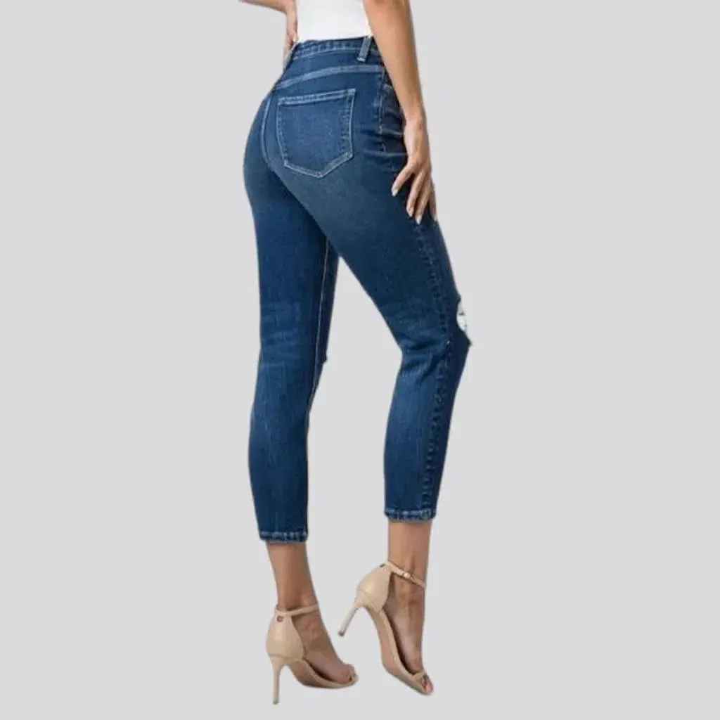 Dark-wash ankle-length jeans for ladies