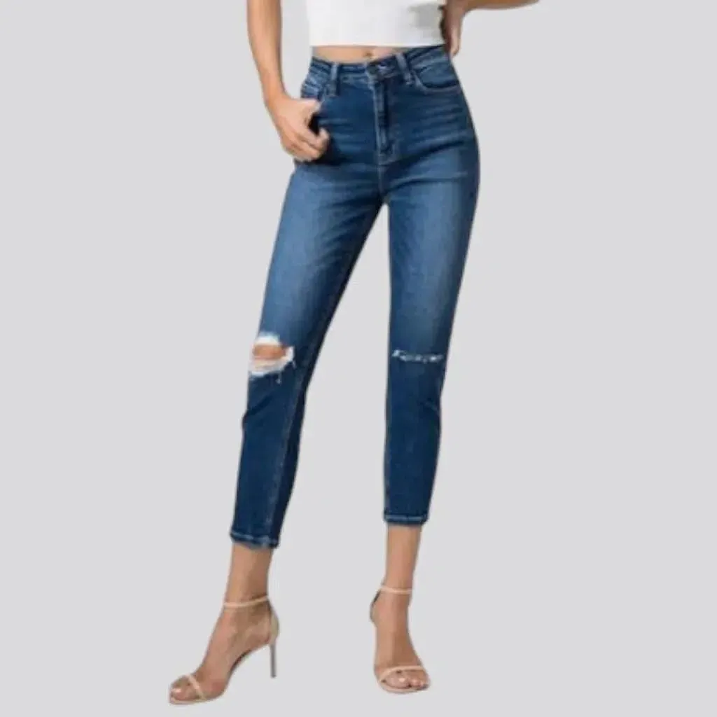 Dark-wash ankle-length jeans for ladies