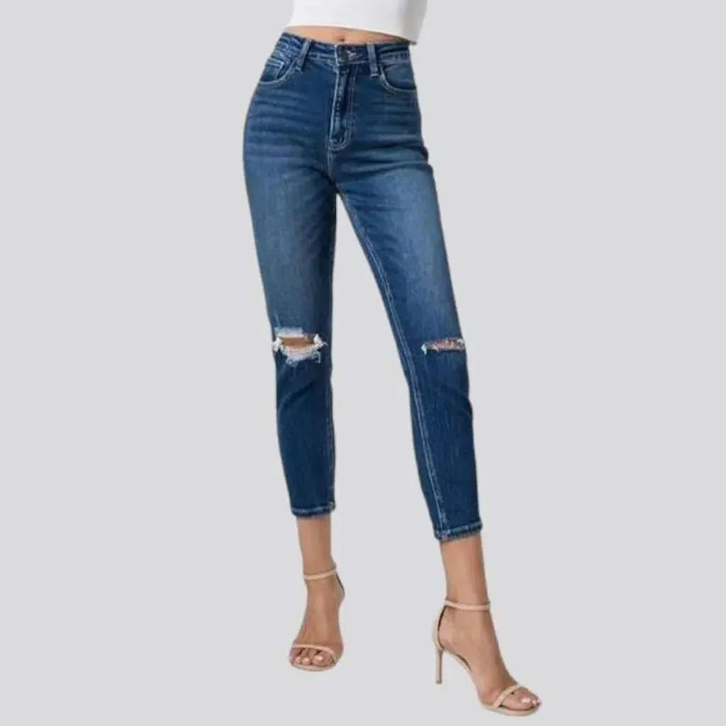 Dark-wash ankle-length jeans for ladies