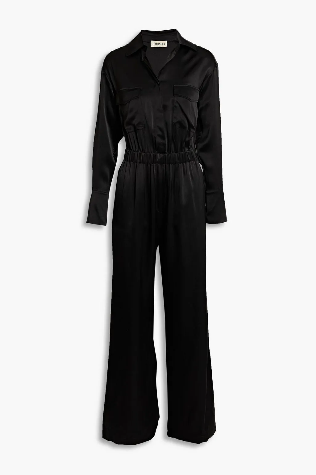 Emma wide-fit silk satin jumpsuit NICHOLAS, black