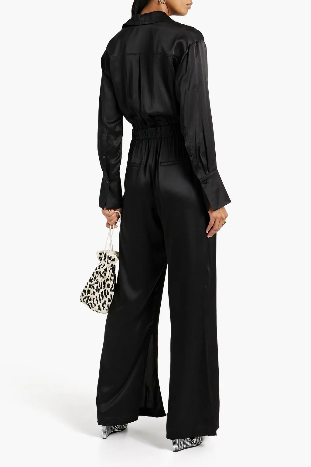 Emma wide-fit silk satin jumpsuit NICHOLAS, black