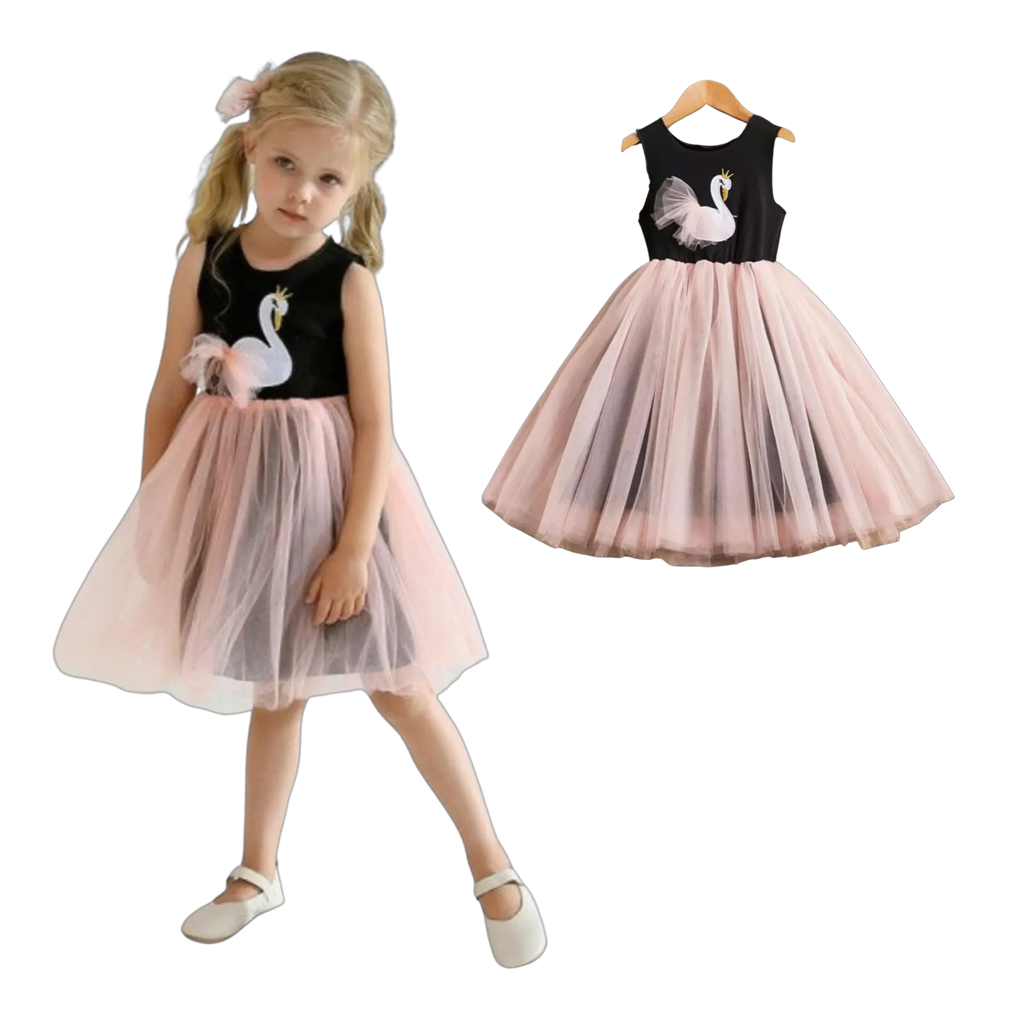 Girls Swan Tulle Skirt Dress